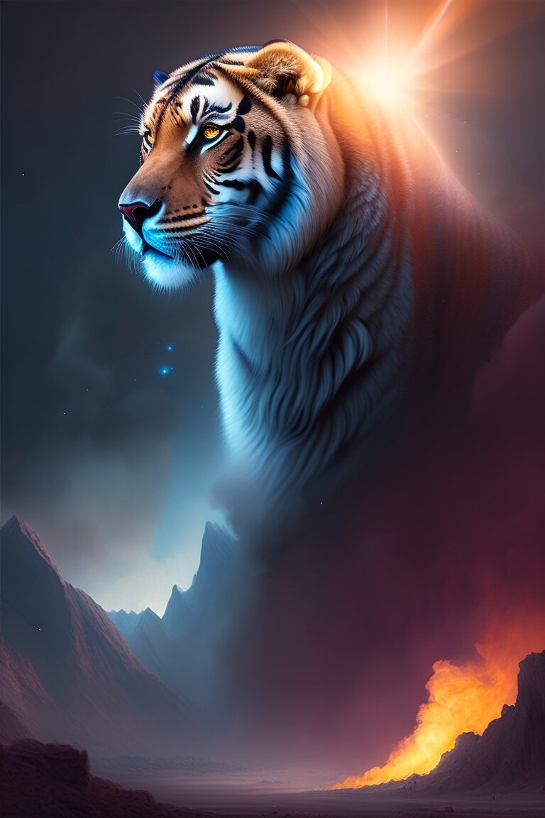 Фото тигра, сделанное нейросетью, в стиле 3D ART.