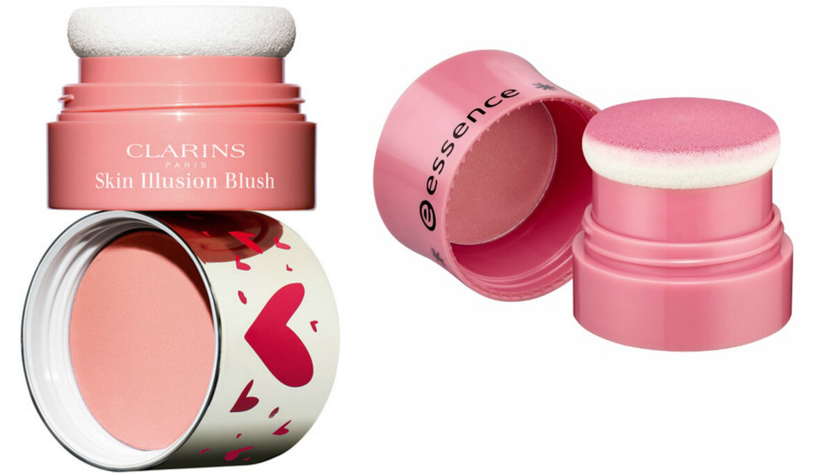  Слева румяна Clarins Skin Illusion Blush, справа Essence Winter Glow Cushion Powder Blush