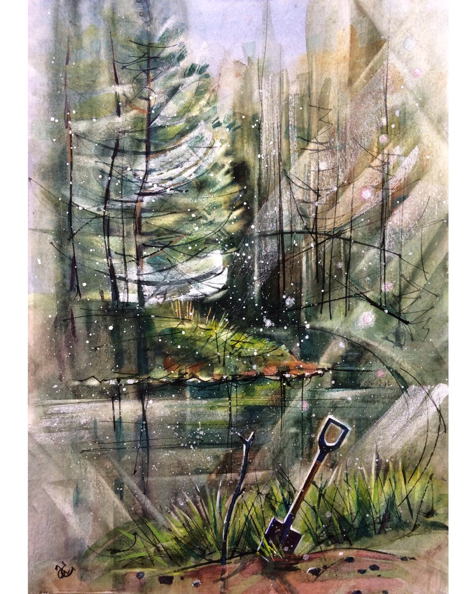 Акварель Kissho .Использованы жемчужные оттенки.