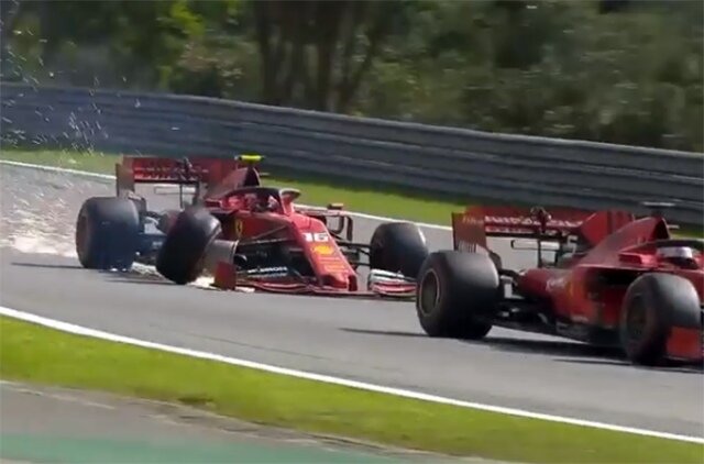 Столкновение Феттеля и Леклера 