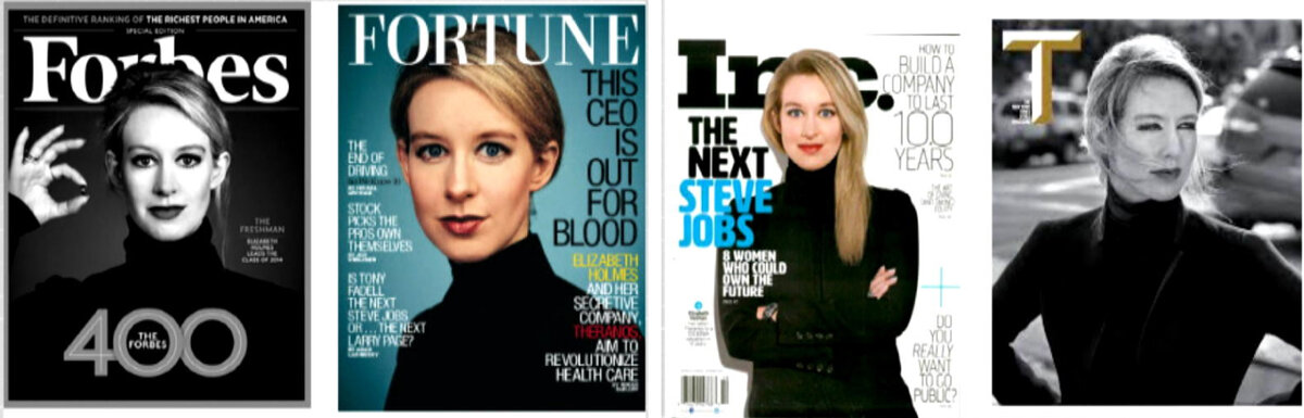 Основатель Theranos Элизабет Холмс на обложках популярных журналов.