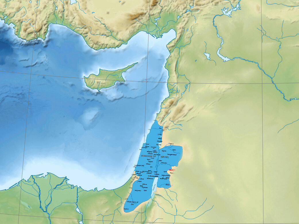 Примерно так выглядела территория Израиля при Сауле и Давиде.