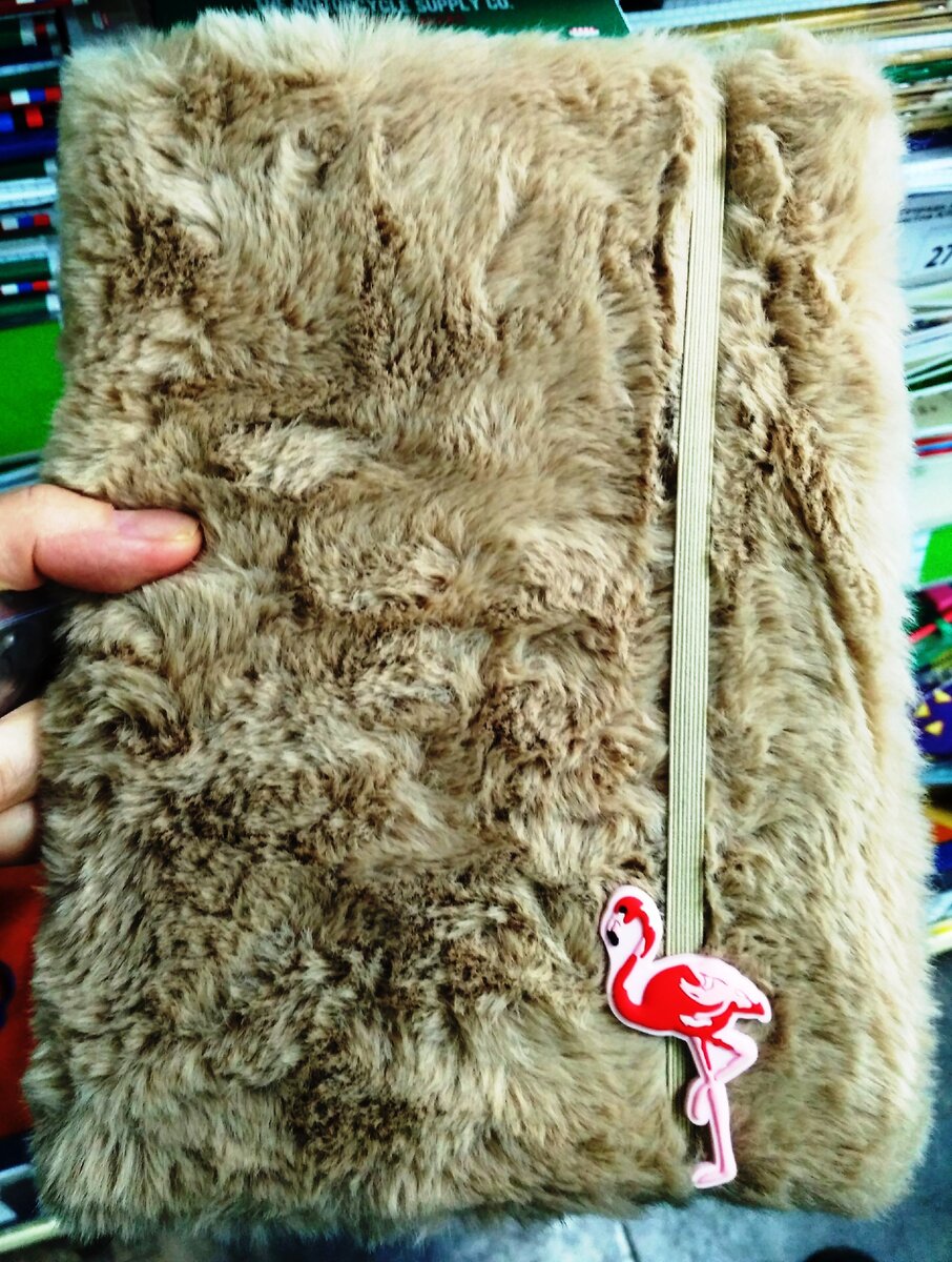 Фото автора. Бежевый блокнот с фламинго.