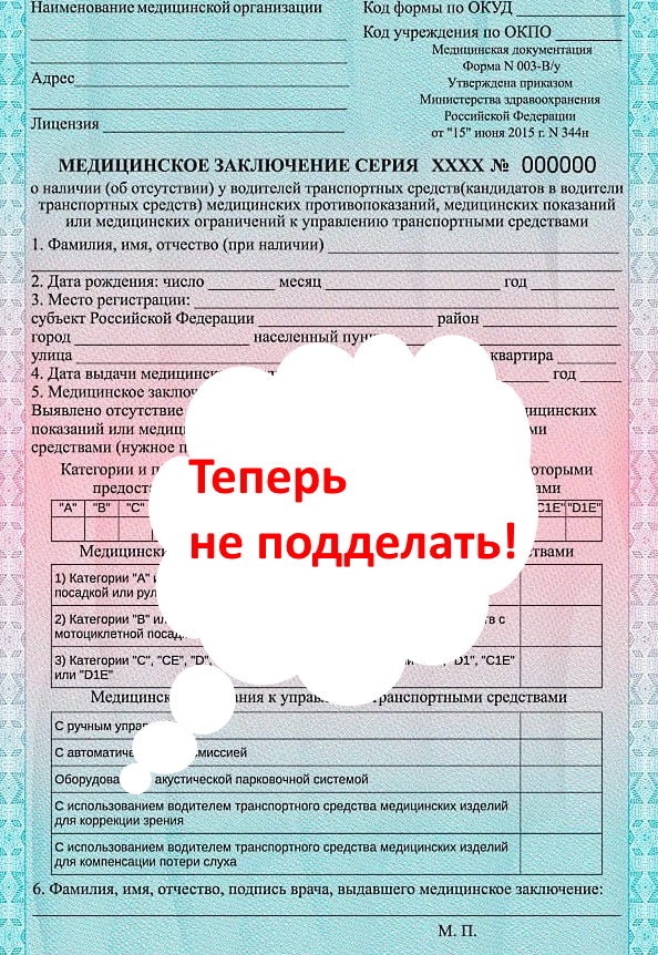 Медицинская справка для водительских прав как выглядит