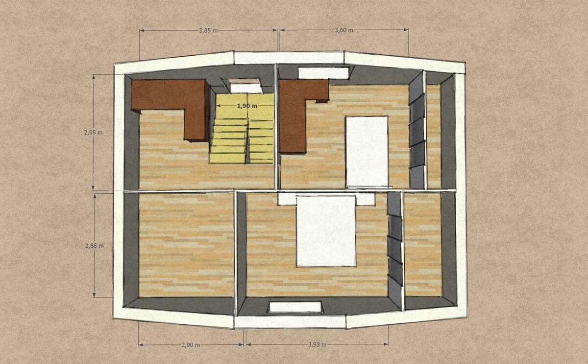 План второго этажа с размерами