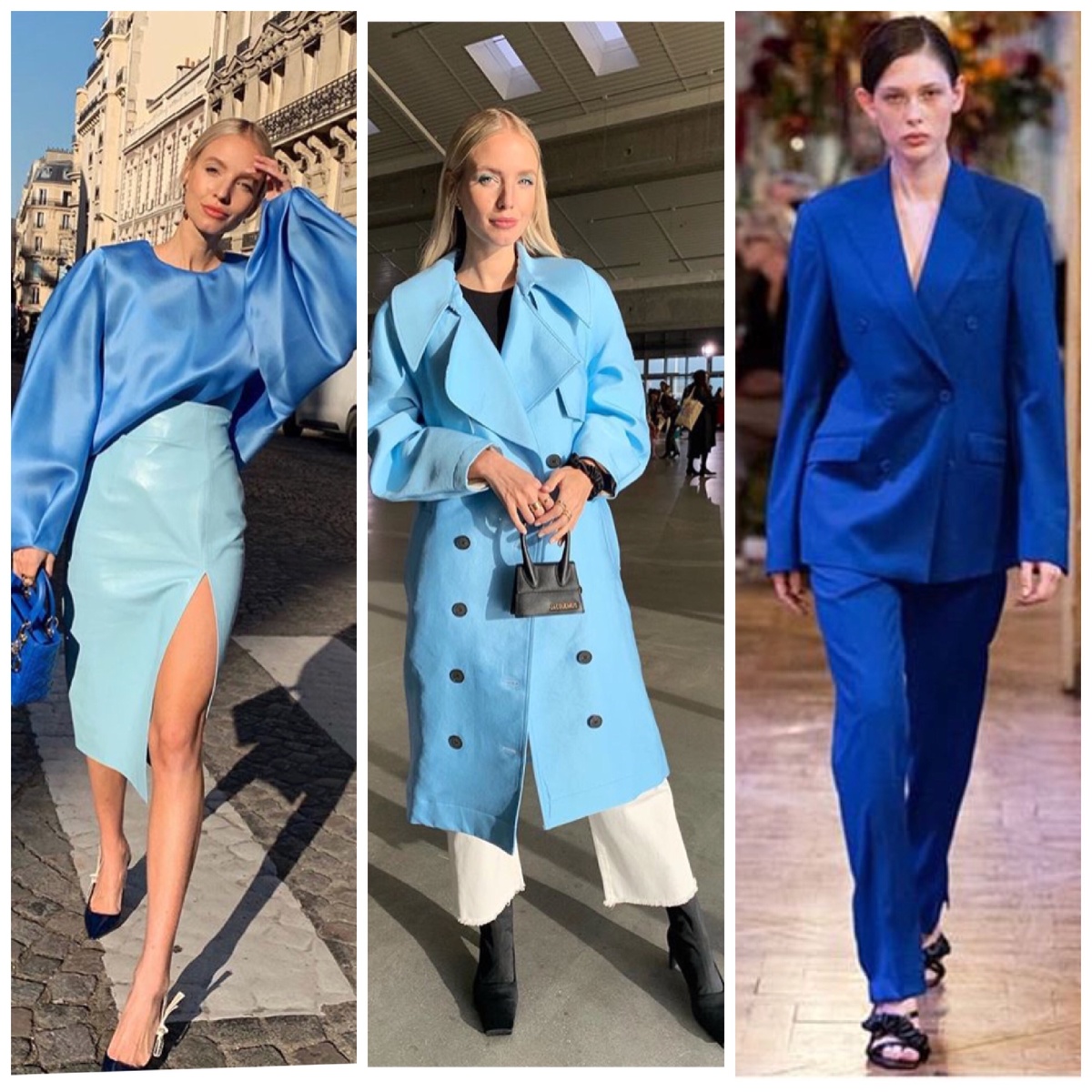 Можно заменить на джинсы, и обычную синюю рубашку, приправив аксессуарами