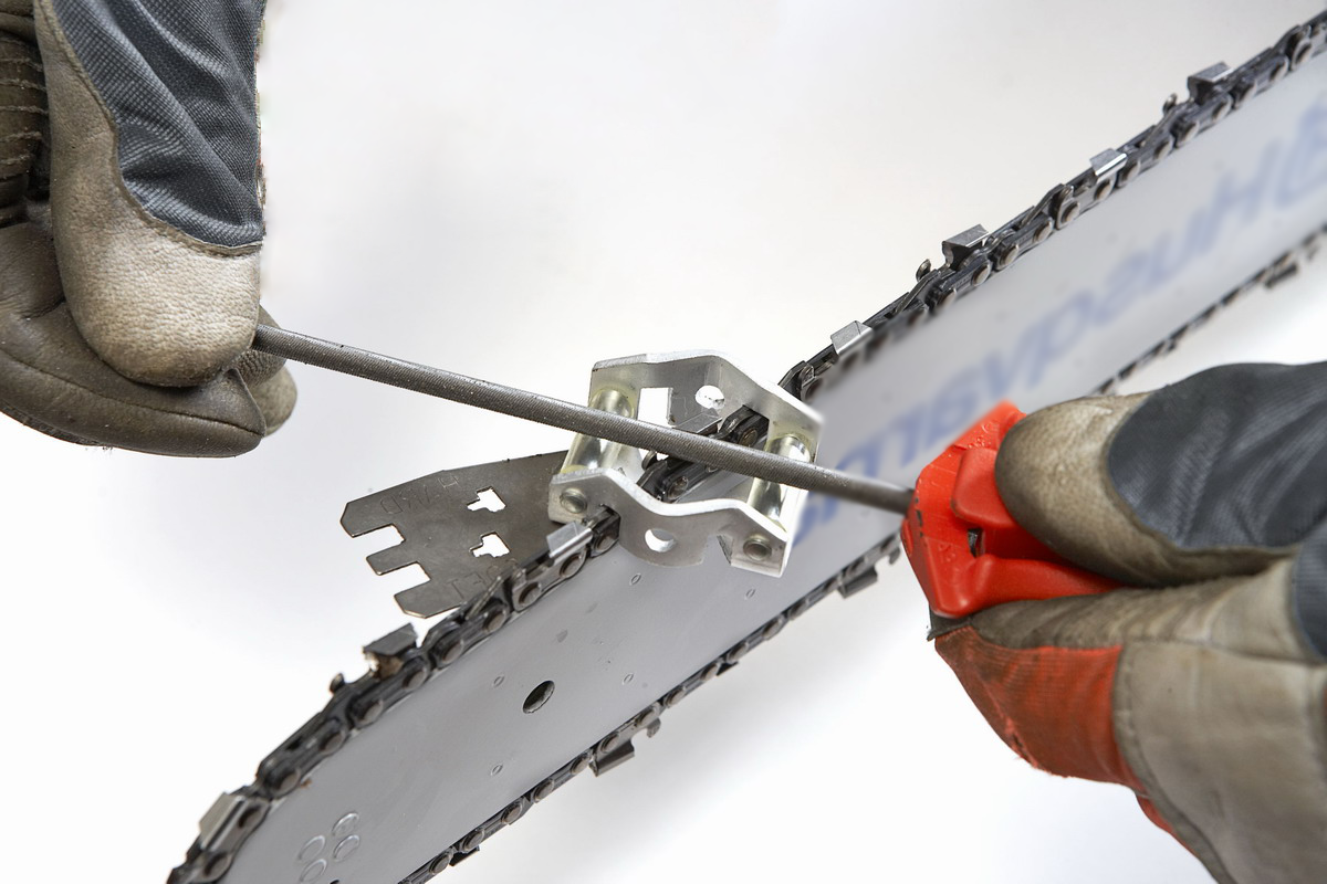 Заточка пильной цепи напильником