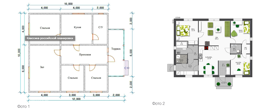 Фото 1. Классика российской планировки. Фото 2. Классика финской планировки.