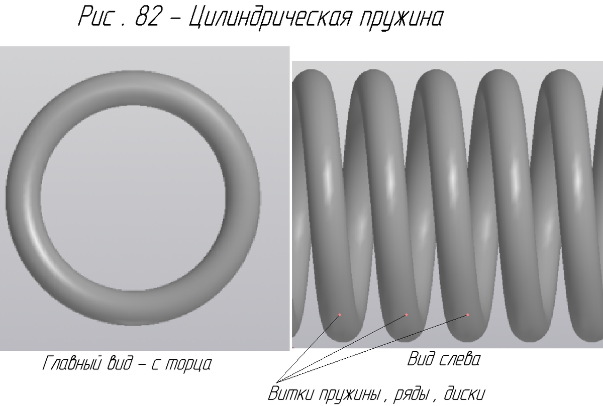 Витки цилиндрической пружины.