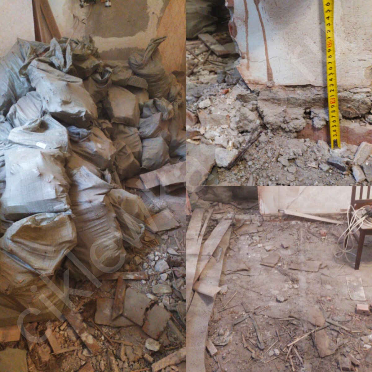 Уровень пола опустился на 13 см. Можно здесь заметить гнилые плашки