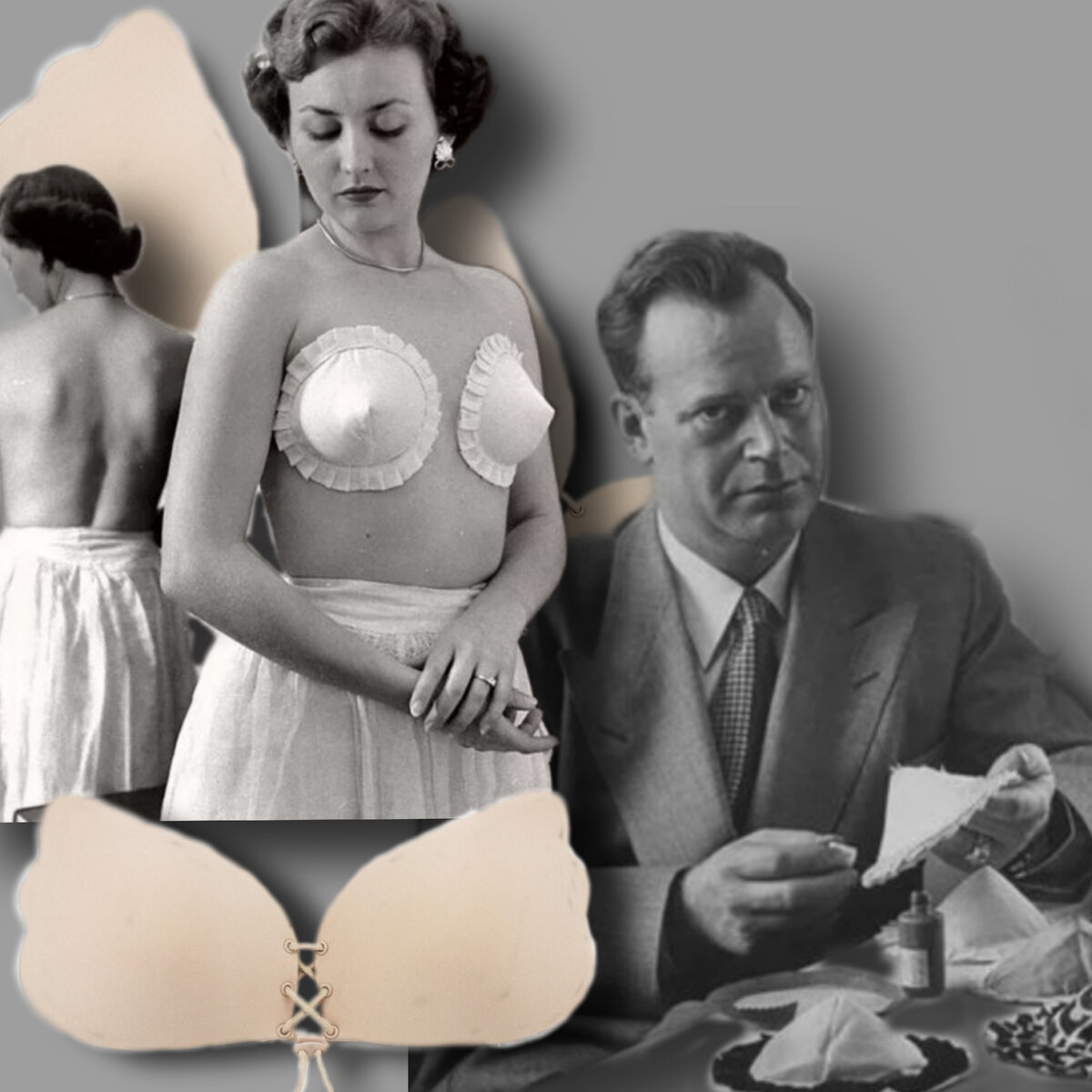 Первый прототип бюстгальтера без лямок появился в 1949 году