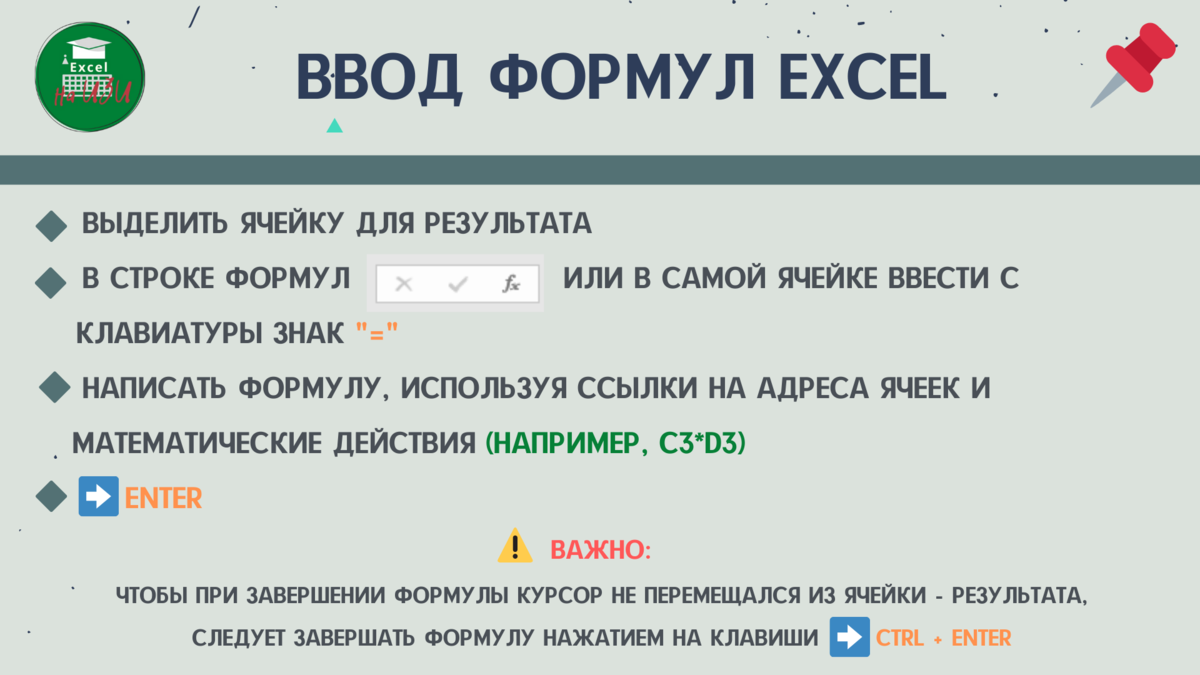 Ввод формулы в Excel