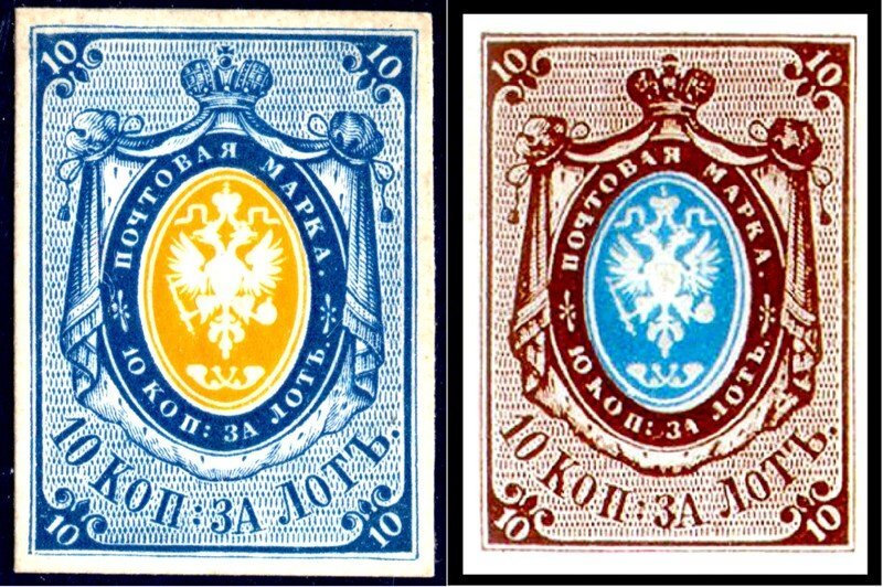 Первые российские марки. Фото: открытые источники.