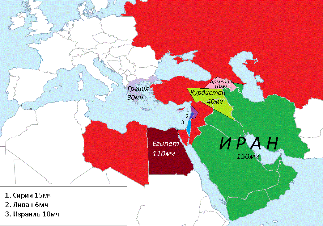 Карта мира ближнего востока