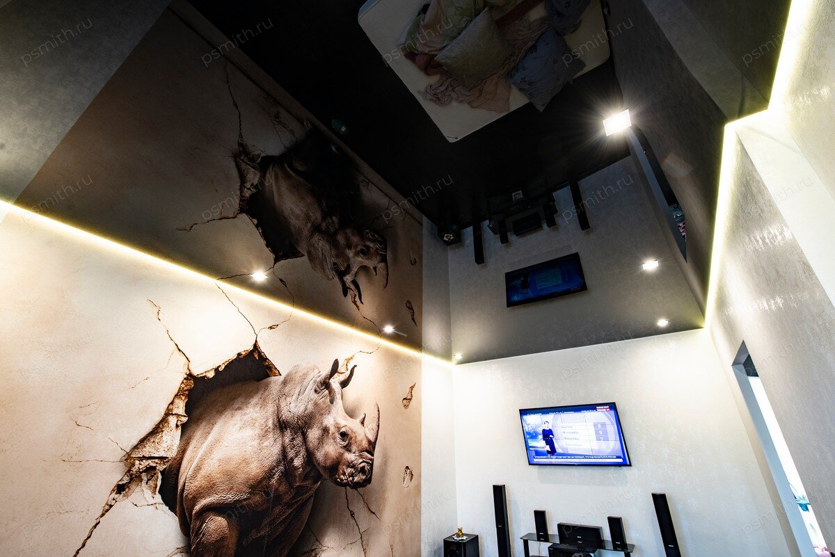 27 красивых натяжных потолков в зал: выбор материала и стиля | Потолки ...