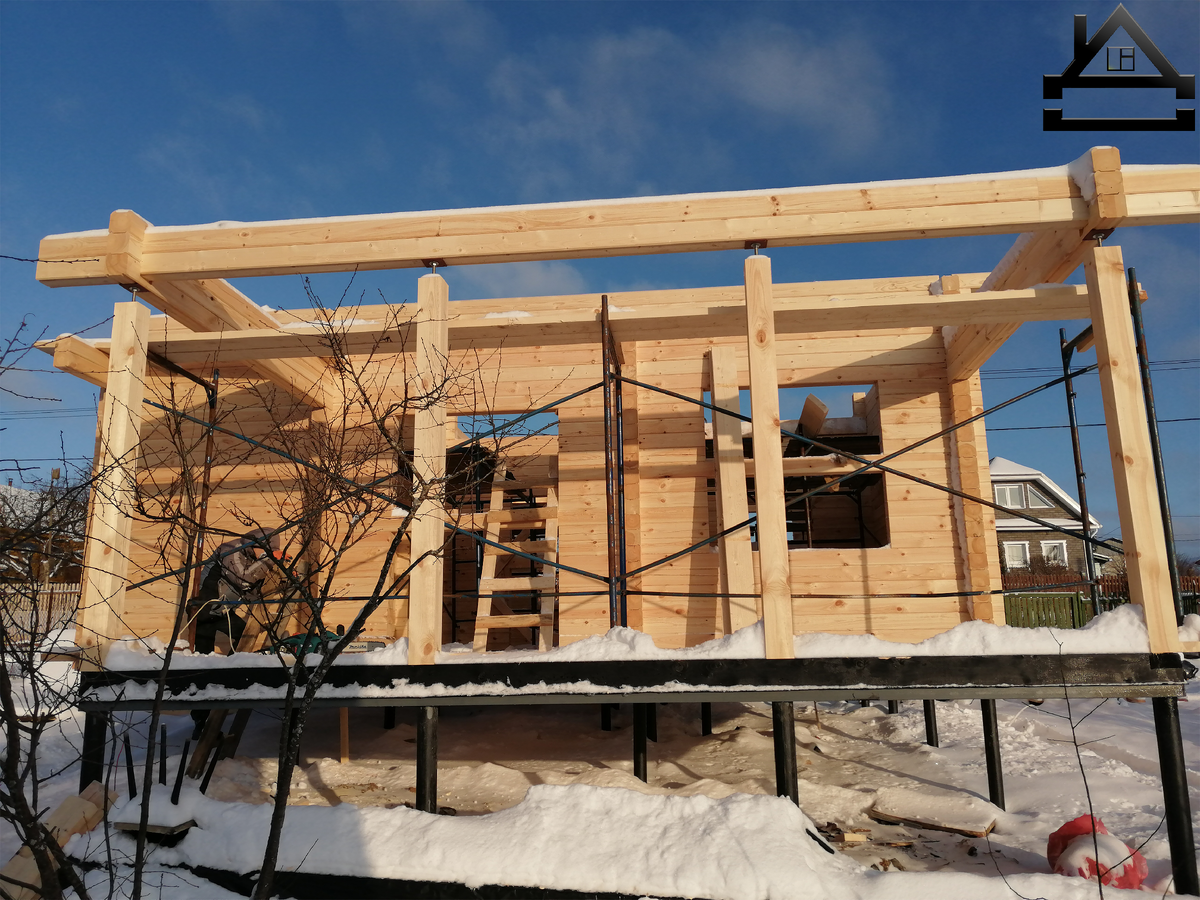 Сборка домокомплекта з сухого профилированного бруса