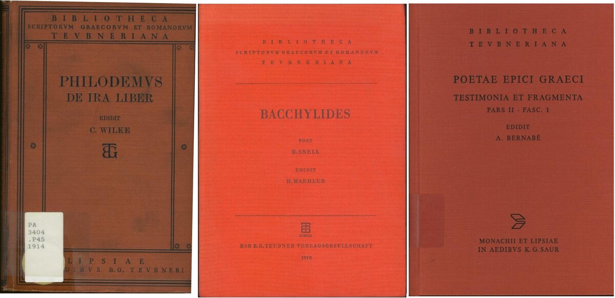 The covers of Bibliotheca Teubneriana Greek texts through the years