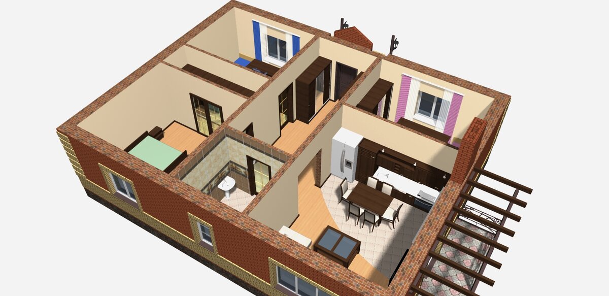 4-х комнатный одноэтажный дом 9 х 12 м. из кирпича, общей площадью 90 кв.м. ??