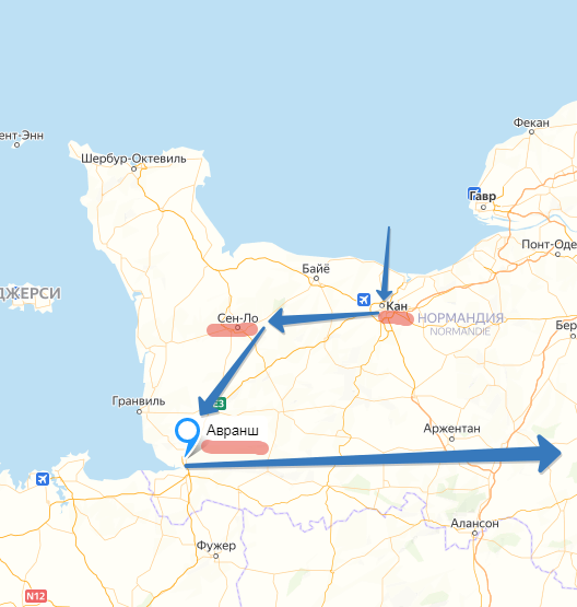 Силовая схема операции "Кобра". Создано на основе Яндекс-Карт