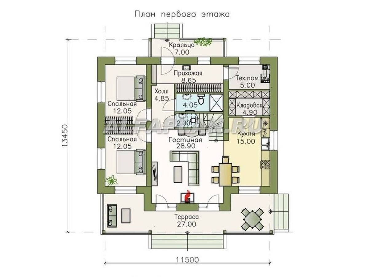 Планировка 1-го этажа дома 490Е «Моризо», © Владимир Тарасов
