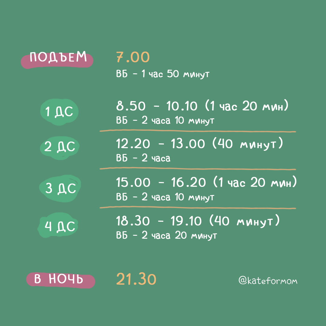 Вариант ритма дня с 4 дневными снами