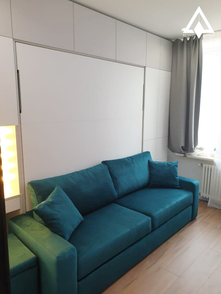 Шкаф-кровать трансформер с диваном от Скандинавии мебель 