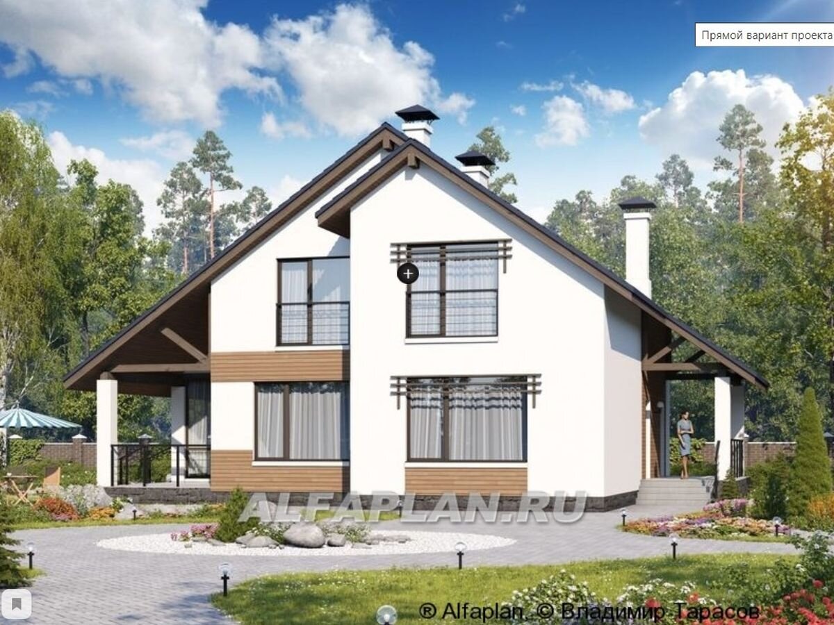 НА СЛАЙД-ШОУ 2 ФОТО: Проект загородного дома "Счастье рядом" 539А, прямой вариант планировки дома © Владимир Тарасов 2021г.