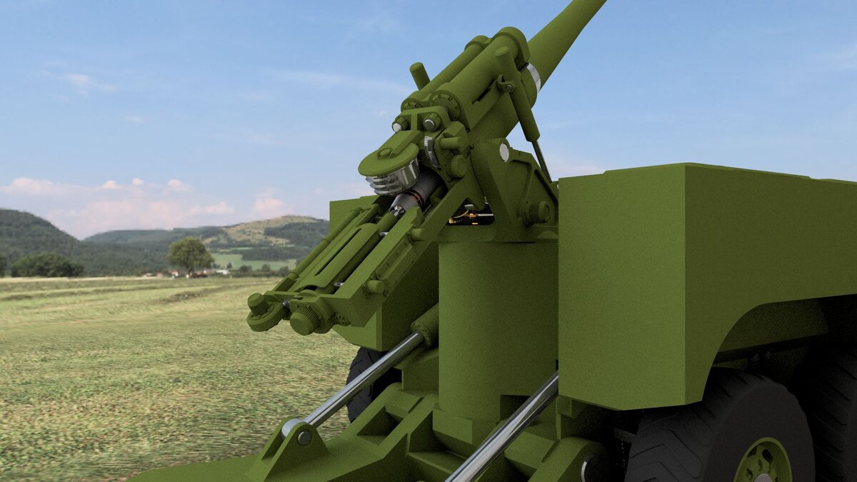 САУ 2С69 "Алтей" в момент заряжания снаряда