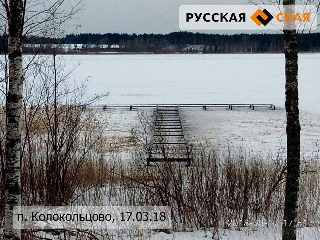 Пирс на винтовых сваях в поселке Колокольцово