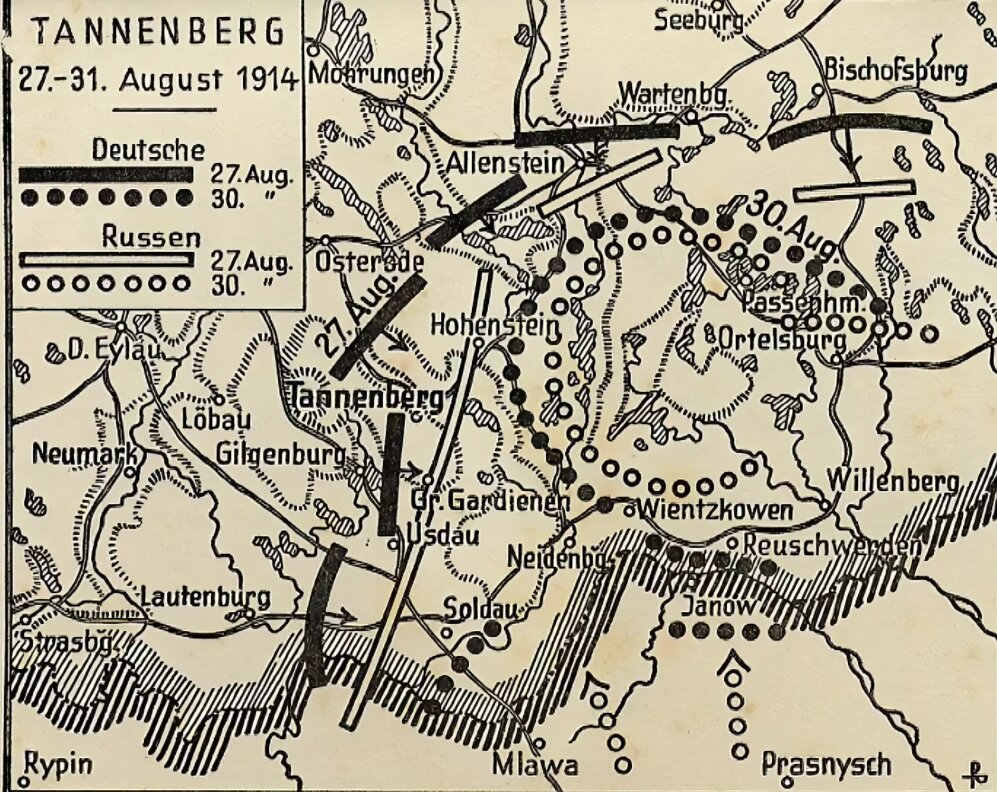 Битва при танненберге 1914 карта