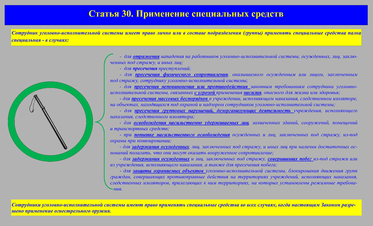 Запреты связанные с применением специальных средств