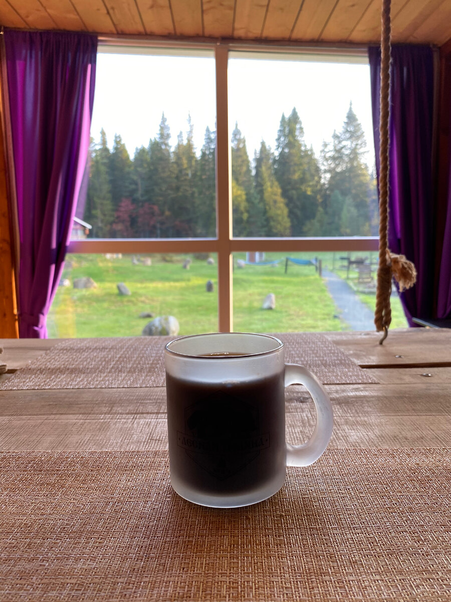 Вид из домика в кемпинге Лесная поляна