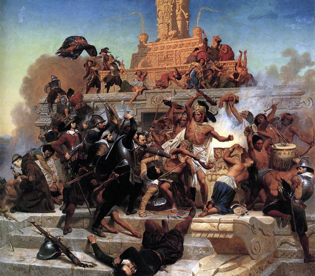 Сражение в Теночтитлане / Эмануэль Лойце, 1848 г. / Уодсворт Атенеум, Хартфорд