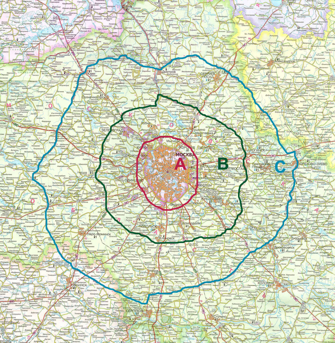 Карта зон мск 50