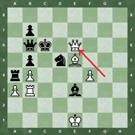 Ферзь G4-E6 мат. Победа белых.  