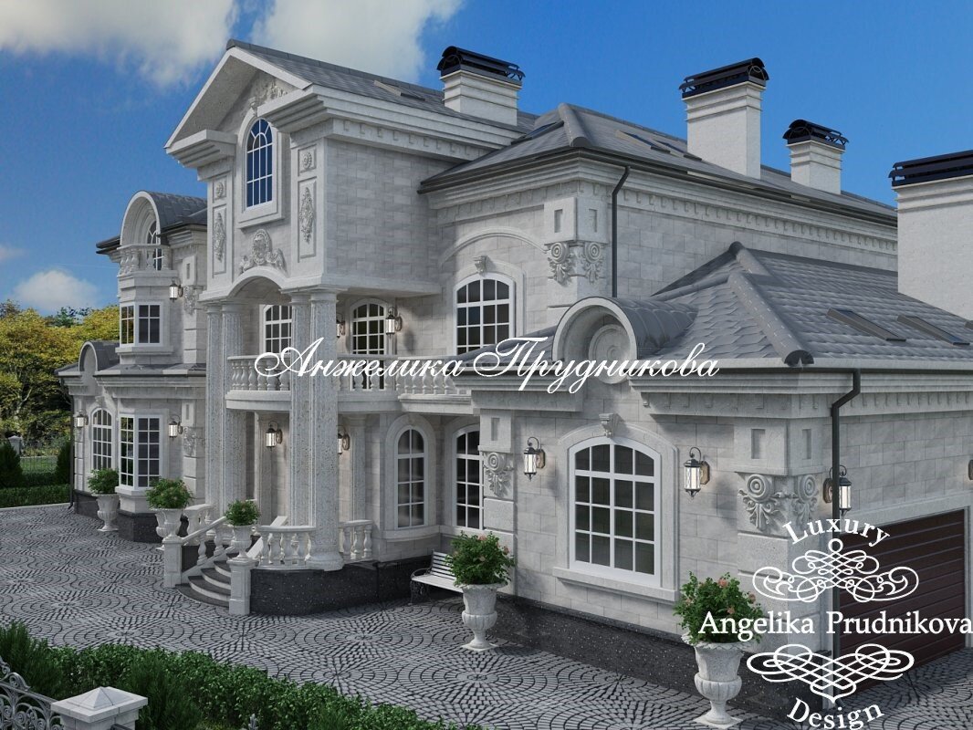 На фото: Роскошный особняк в КП «Миллениум Парк» с коваными фонарями