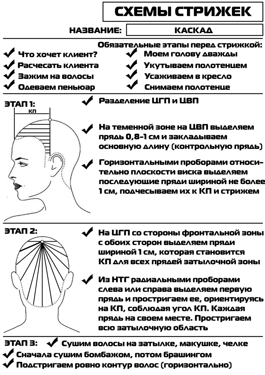 Схемы стрижек для парикмахеров