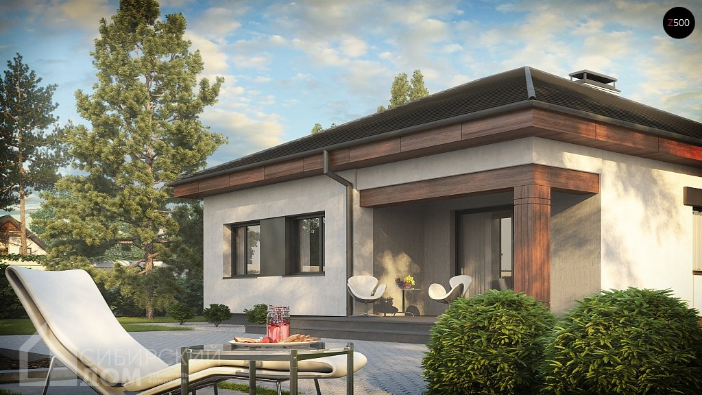 Терраса одноэтажного дома из газобетона