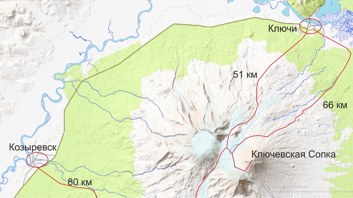 Контурная карта ключевская сопка
