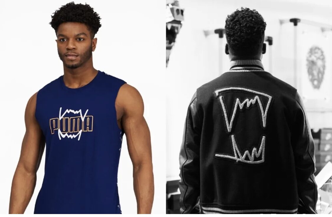 Слева - изображение бренда Puma, справа - товарный знак художника