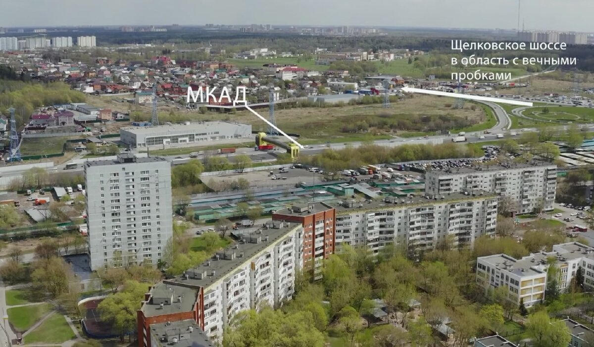 Расположение МКАД и Щелковское шоссе в районе