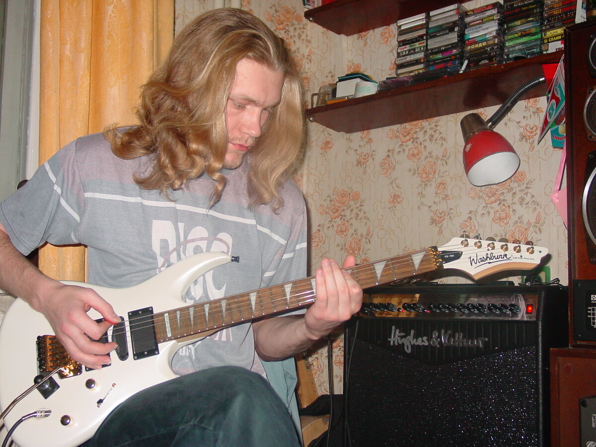 Я и Washburn CS-780 Chicago Series Pearl White февраль 2003г.