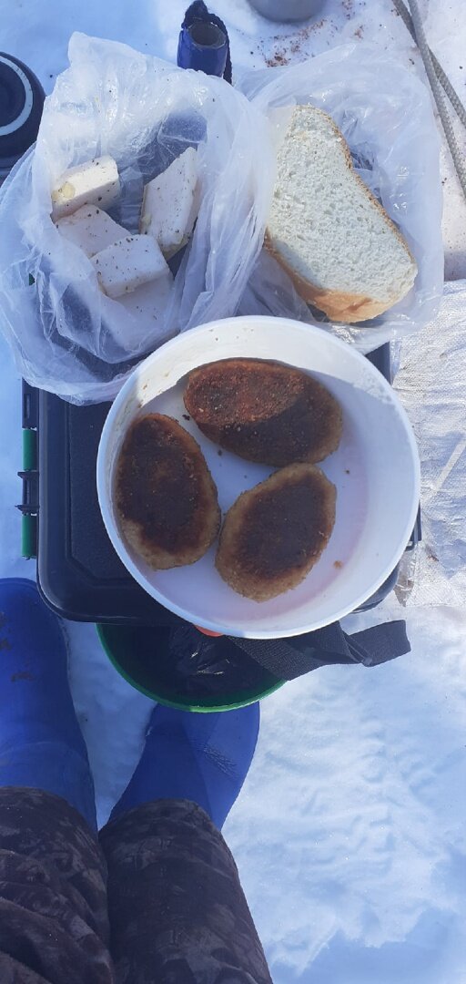 Обед настоящего рыболова, только водочки не хватает!