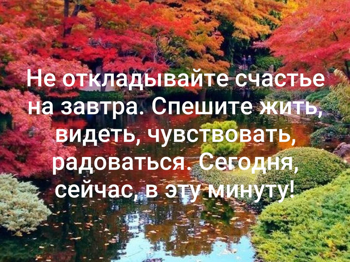 Отложенное счастье. Не откладывайте жизнь на потом. Ничего не откладывайте на завтра. Не спешите жить. Не откладывайте жизнь на завтра.