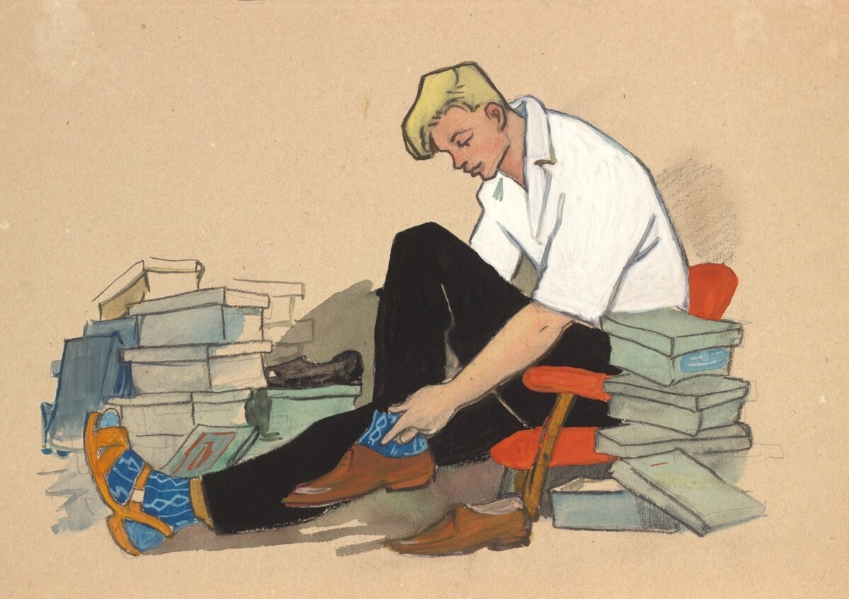    Эскиз к диафильму. Герман Мазурин