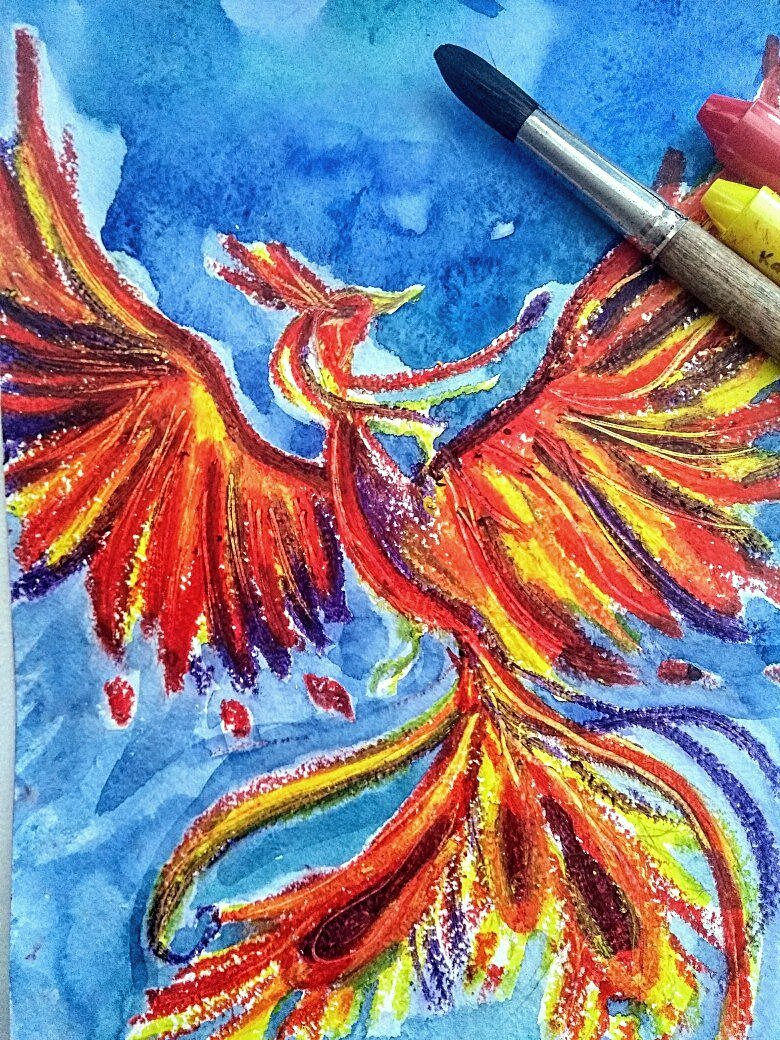 Рисуем восковыми мелками и акварелью