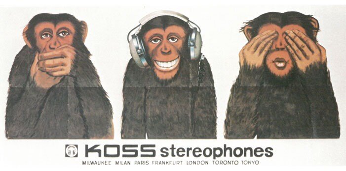 Реклама наушников Koss 1974 года © Koss