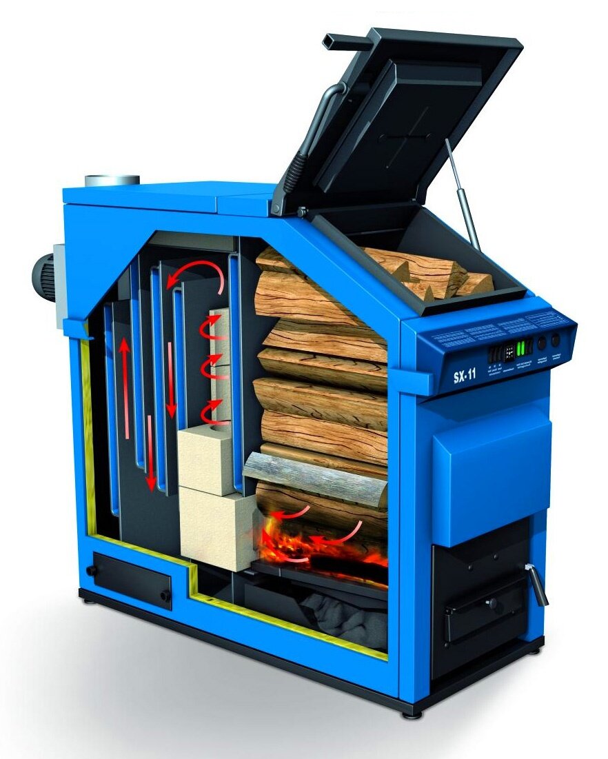 Котел на твердом топливе с верхней загрузкой