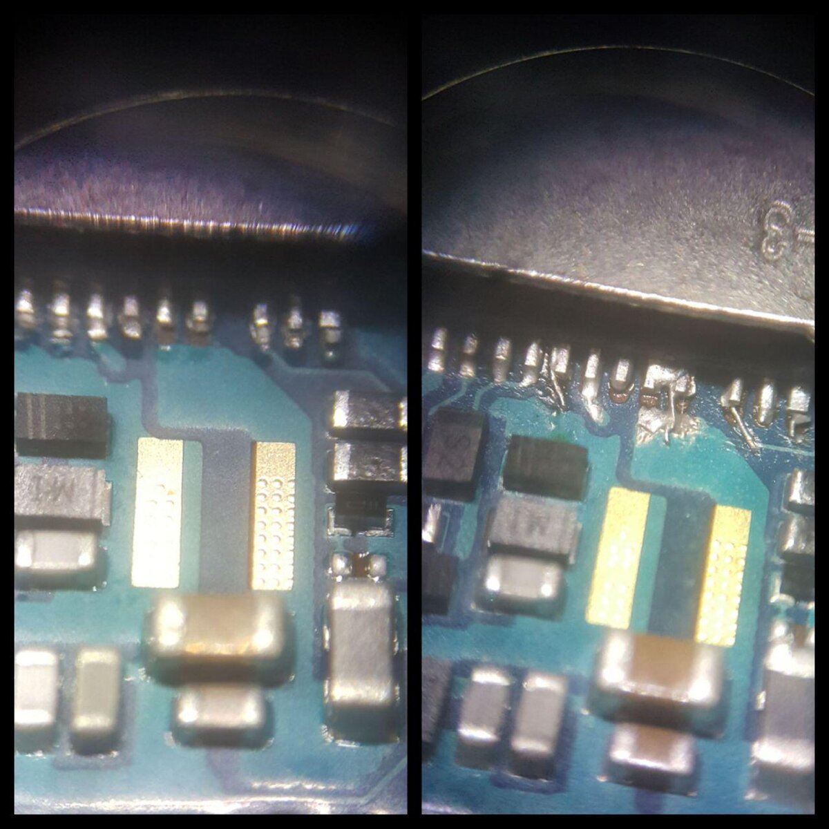 Восстановление поврежденных токопроводников на телефоне Samsung A720 