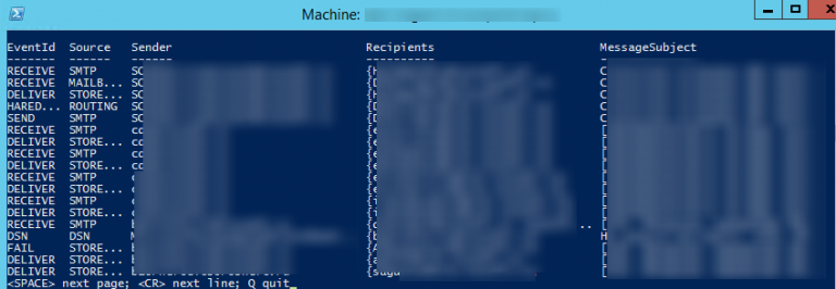 Get-MessageTrackingLog | Out-Host –Paging